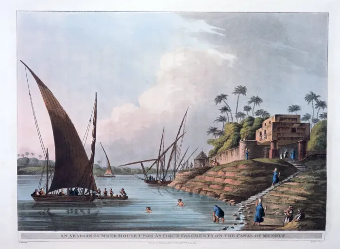 Framed Print : Arabian Summer House on the Canal of Menouf, Egypt, 1801 Artist: Thomas Milton Framed Print : Arabian Summer House on the Canal of Menouf, Egypt, 1801 Artist: Thomas Milton