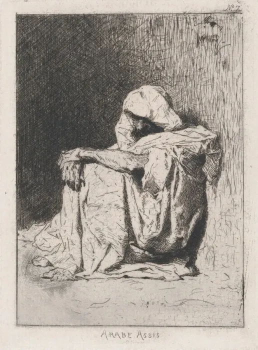Framed Print : An Arabic man seated on the ground, head partly covered, 1860-62. Creator: Mariano Jose Maria Bernardo Fortuny y Carbo Framed Print : An Arabic man seated on the ground, head partly covered, 1860-62. Creator: Mariano Jose Maria Bernardo Fortuny y Carbo