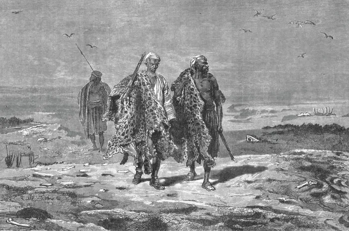 Framed Print : Arabs bringing skins to market; Journeyings in Mesopotamia, 1875. Creator: Unknown Framed Print : Arabs bringing skins to market; Journeyings in Mesopotamia, 1875. Creator: Unknown