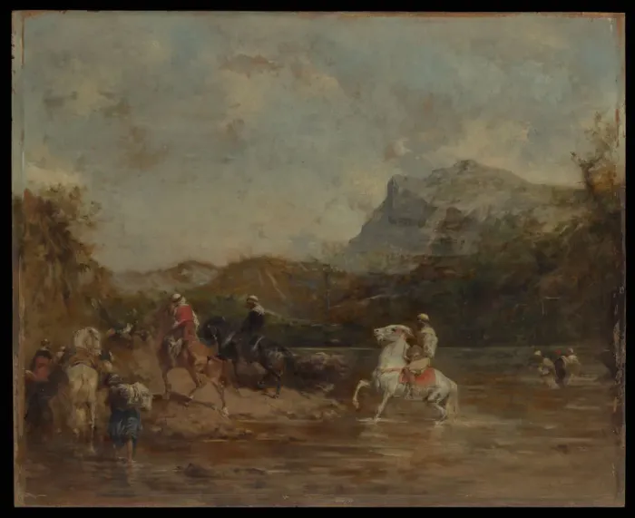 Framed Print : Arabs Crossing a Ford, 1873. Creator: Eugene Fromentin Framed Print : Arabs Crossing a Ford, 1873. Creator: Eugene Fromentin