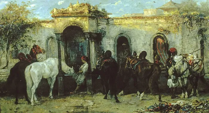 Framed Print : Arabs in Egypt, Sunrise, 1867. Creator: Christian Adolf Schreyer Framed Print : Arabs in Egypt, Sunrise, 1867. Creator: Christian Adolf Schreyer