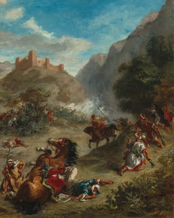 Framed Print : Arabs Skirmishing in the Mountains, 1863. Creator: Eugene Delacroix Framed Print : Arabs Skirmishing in the Mountains, 1863. Creator: Eugene Delacroix