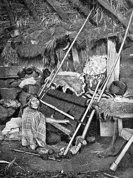 Araucanian woman weaving, Chile, 1922