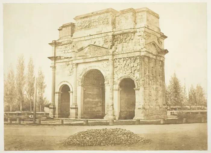 Framed Print : Arc Antique a Orange, 1853. Creator: Edouard Baldus Framed Print : Arc Antique a Orange, 1853. Creator: Edouard Baldus