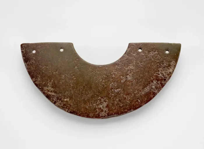 Framed Print : Arc-shaped pendant (huang ?), made from a disk (bi ?), Late Neolithic period Framed Print : Arc-shaped pendant (huang ?), made from a disk (bi ?), Late Neolithic period