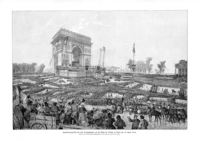 Framed Print : The Arc de Triomphe, Place de l Etoile, Paris, 20 April 1848. Artist: Lipperheide Framed Print : The Arc de Triomphe, Place de l Etoile, Paris, 20 April 1848. Artist: Lipperheide