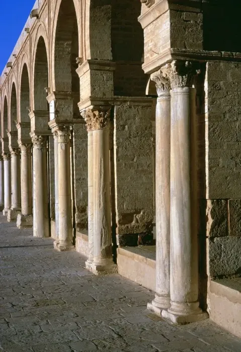 Framed Print : Arcade in the courtyard of the Great Mosque of Kairoun, 7th century Framed Print : Arcade in the courtyard of the Great Mosque of Kairoun, 7th century