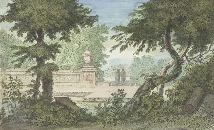 Framed Print : Arcadian landscape, 1706-1759. Creator: Jacob van Liender Framed Print : Arcadian landscape, 1706-1759. Creator: Jacob van Liender