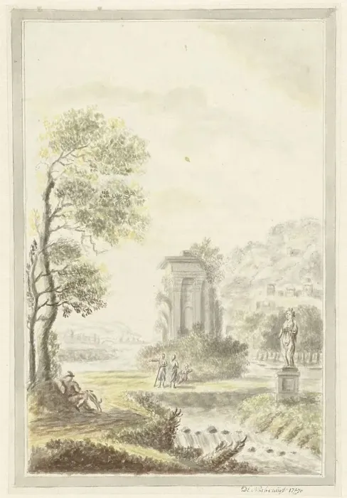 Framed Print : Arcadian landscape, 1770. Creator: D Nachenius Framed Print : Arcadian landscape, 1770. Creator: D Nachenius