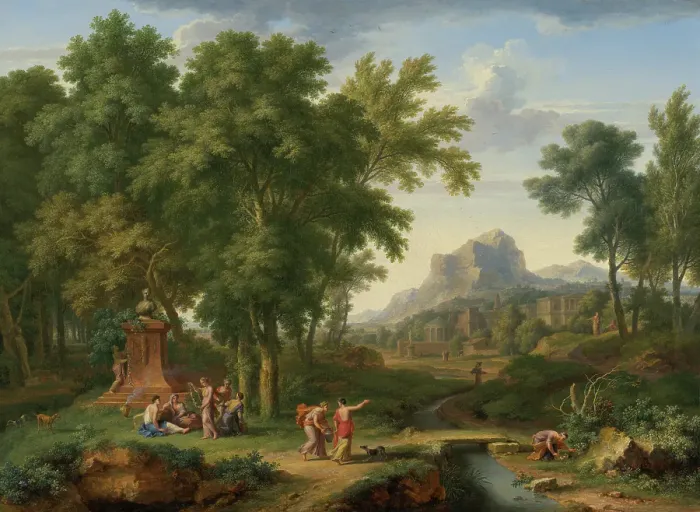 Framed Print : Arcadian Landscape with a Bust of Flora, c1702-1749. Creator: Jan van Huysum Framed Print : Arcadian Landscape with a Bust of Flora, c1702-1749. Creator: Jan van Huysum