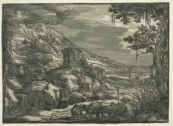 Arcadian Landscape, c. 1615. Creator: Hendrick Goltzius (Dutch, 1558-1617), attributed to