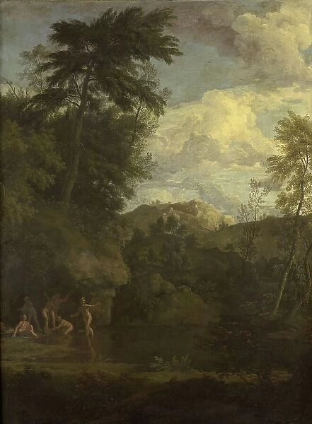 Arcadian Landscape with Diana Bathing, 1680-1726. Creator: Johannes Glauber