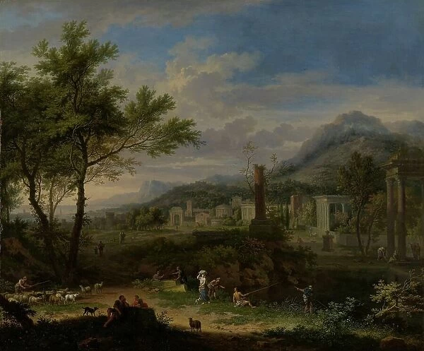 Arcadian Landscape with Fishermen, c.1700-c.1749. Creator: Jan van Huysum