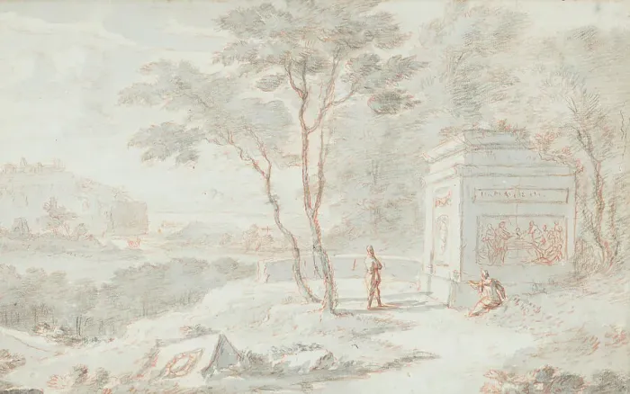 Framed Print : Arcadian landscape, mid 17th century. Creator: Albert Meyeringh Framed Print : Arcadian landscape, mid 17th century. Creator: Albert Meyeringh