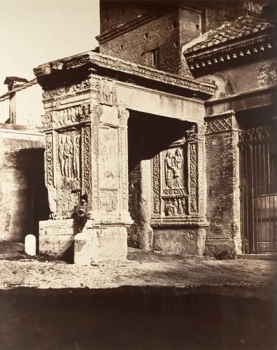 Framed Print : Arch of the Argentarii, or, Goldsmiths Gate, Rome, 1860s. Creator: Unknown Framed Print : Arch of the Argentarii, or, Goldsmiths Gate, Rome, 1860s. Creator: Unknown