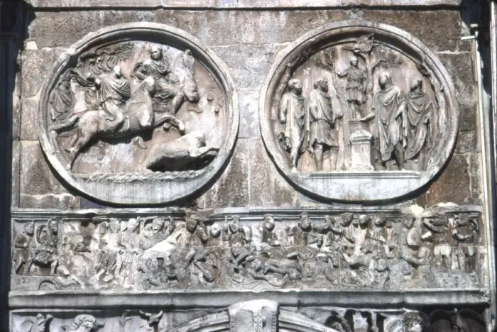 Framed Print : Arch of constantine Horizontal Band showing, Battle of Milvian Bridge, 313-315