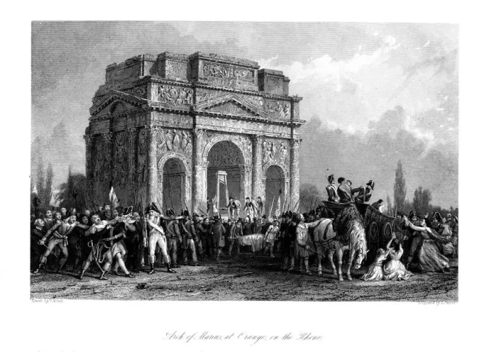 Framed Print : Arch of Marius at Orange on the Rhone, c1792, (1875). Artist: J Carter Framed Print : Arch of Marius at Orange on the Rhone, c1792, (1875). Artist: J Carter