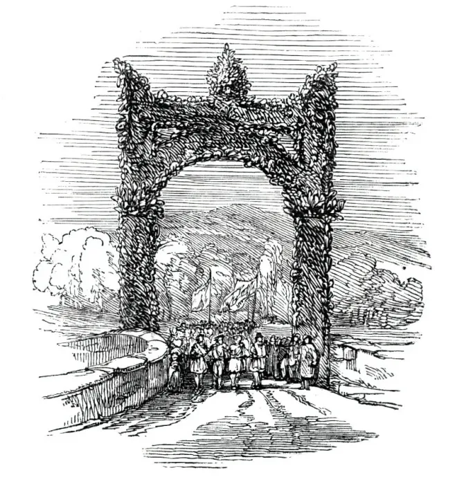 Framed Print : Arch on the Old Brig of Doon, 1844. Creator: Unknown Framed Print : Arch on the Old Brig of Doon, 1844. Creator: Unknown