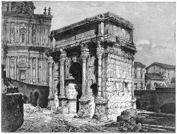 The Arch of Septimius Severus, Roman Forum, Rome, Italy, late 19th century. Artist: J Cauchard