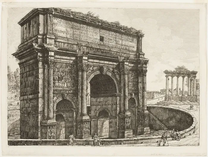 Framed Print : The Arch of Septimus Severus, 1820. Creator: Luigi Rossini Framed Print : The Arch of Septimus Severus, 1820. Creator: Luigi Rossini