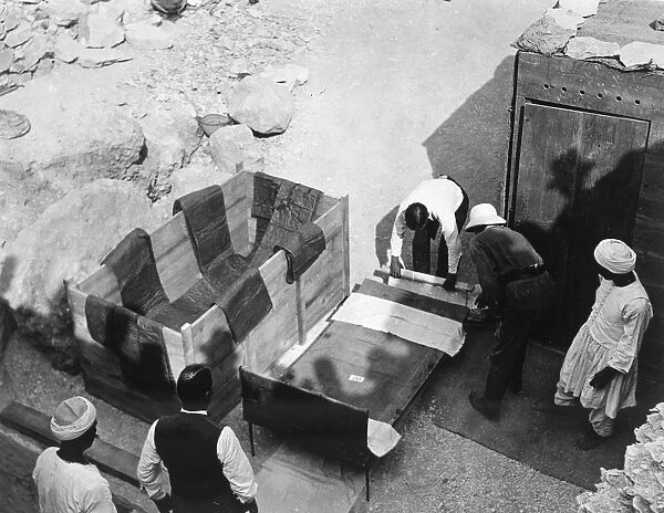 Archaeologists working at the Tomb of Tutankhamun, Valley of the Kings, Egypt, 1922