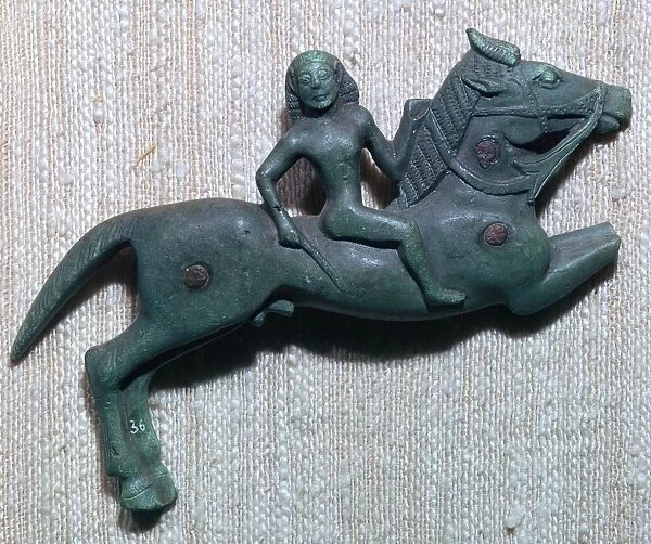 Archaic Greek bronze of a horse and rider, 6th century BC