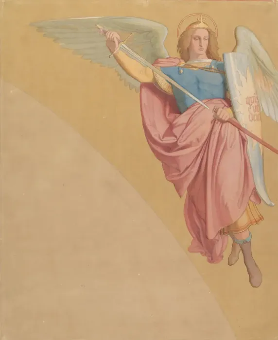 Framed Print : Archangel Drawing a Sword, 1825-86. Creator: Eduard von Steinle Framed Print : Archangel Drawing a Sword, 1825-86. Creator: Eduard von Steinle