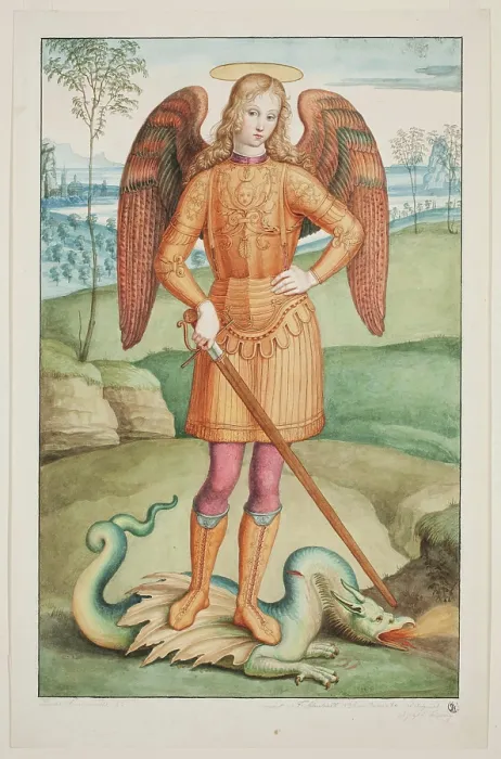 Framed Print : The Archangel Michael, 1836. Creator: Franz August Schubert Framed Print : The Archangel Michael, 1836. Creator: Franz August Schubert