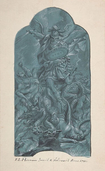 The Archangel Michael Banishing Vice, 1782. Creator: Franz Ludwig Hermann
