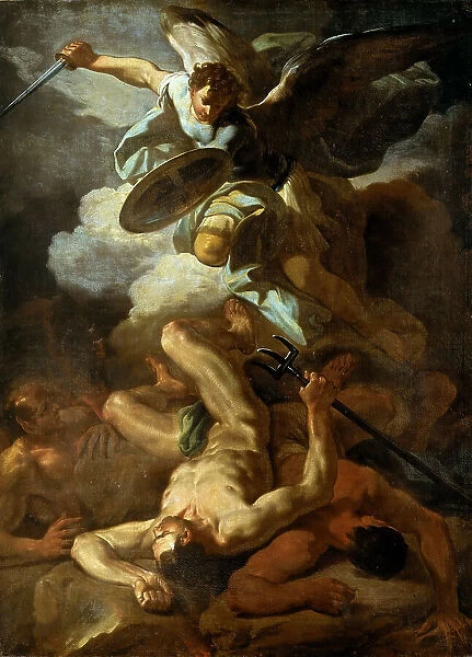 The Archangel Michael defeating Lucifer, 1750. Creator: Giaquinto, Corrado (1703-1766)