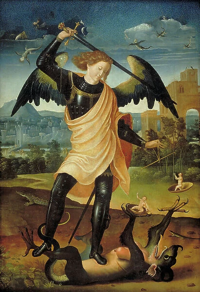 The Archangel Michael with the Dragon, 1498-1501. Creator: Unknown