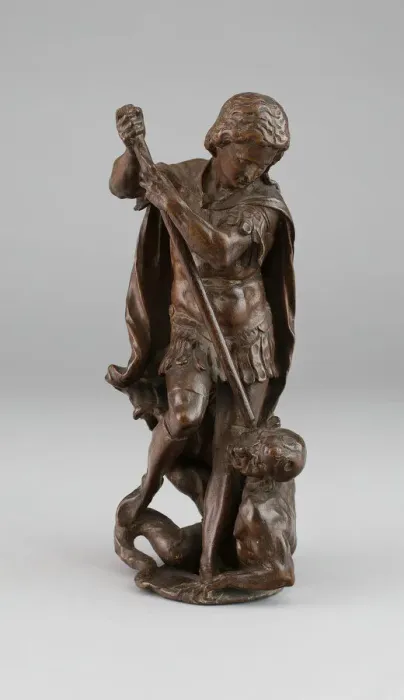 Framed Print : Archangel Michael Overcoming the Devil, c. 1550. Creator: Unknown Framed Print : Archangel Michael Overcoming the Devil, c. 1550. Creator: Unknown
