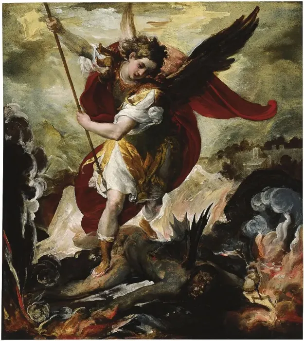 Framed Print : The Archangel Michael overthrowing Lucifer, 1656. Creator: Francesco Maffei Framed Print : The Archangel Michael overthrowing Lucifer, 1656. Creator: Francesco Maffei