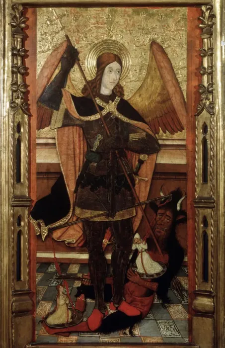 Framed Print : The Archangel Michael weighing the Souls of the Dead, early 16th century. Artist: Pere Espalargues the younger Framed Print : The Archangel Michael weighing the Souls of the Dead, early 16th century. Artist: Pere Espalargues the younger