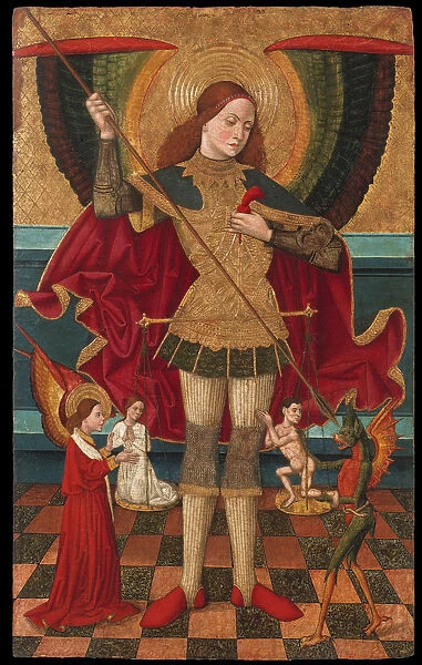 The Archangel Michael weighing the Souls of the Dead. Artist: Abadia, Juan de la, the Elder (active 1469-1498)