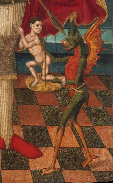 Framed Print : The Archangel Michael weighing the Souls of the Dead (Detail). Artist: Abadia, Juan de la, the Elder (active 1469-1498) Framed Print : The Archangel Michael weighing the Souls of the Dead (Detail). Artist: Abadia, Juan de la, the Elder (active 1469-1498)
