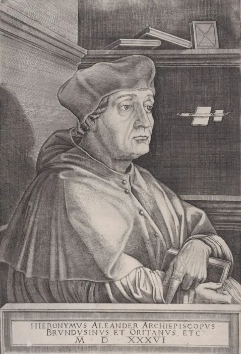 Framed Print : The Archbishop of Brindisi, dated 1536. Creator: Agostino Veneziano Framed Print : The Archbishop of Brindisi, dated 1536. Creator: Agostino Veneziano