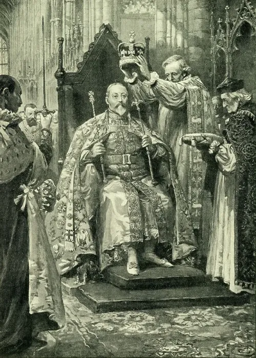 Framed Print : The Archbishop of Canterbury Crowning The King, 1902, (c1900). Creator: Unknown Framed Print : The Archbishop of Canterbury Crowning The King, 1902, (c1900). Creator: Unknown