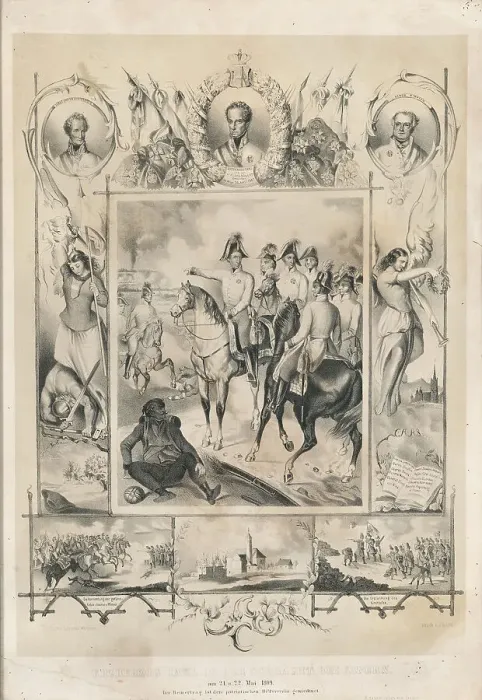 Framed Print : Archduke Charles of Austria in the Battle of Aspern on 22 May 1809, c1850. Creator: Wüllner; Leopold (active ca 1850) Framed Print : Archduke Charles of Austria in the Battle of Aspern on 22 May 1809, c1850. Creator: Wüllner; Leopold (active ca 1850)