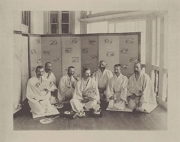Archduke Franz Ferdinand (middle) and Heinrich von Siebold (2nd person from right) in Japan, 1893. Creator: Anonymous