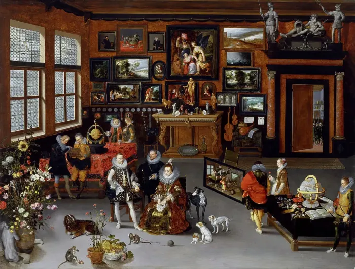 Framed Print : The Archdukes Albert and Isabella Visiting the Collection of Pierre Roose, c1621-1623. Creator: Hieronymus Francken II Framed Print : The Archdukes Albert and Isabella Visiting the Collection of Pierre Roose, c1621-1623. Creator: Hieronymus Francken II
