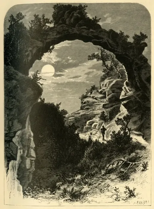 Framed Print : Arched Rock by Moonlight, 1872. Creator: A. Measom Framed Print : Arched Rock by Moonlight, 1872. Creator: A. Measom