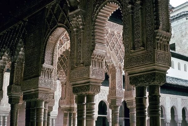 Arches in the Court of the Lions at Alhambra, 14th century