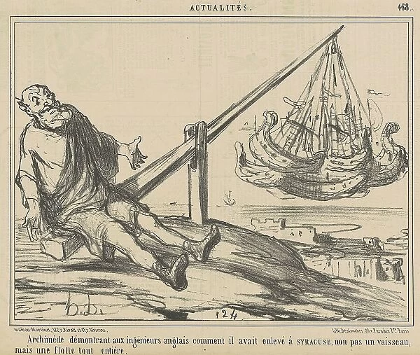 Archimède démontrant aux ingènieurs anglais... 19th century. Creator: Honore Daumier