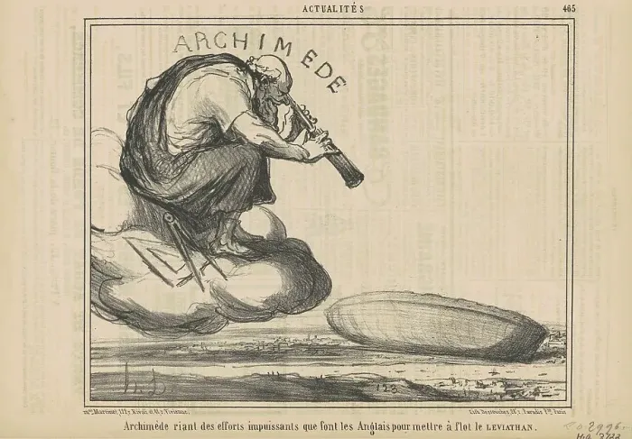 Framed Print : Archimède riant des efforts... 19th century. Creator: Honore Daumier Framed Print : Archimède riant des efforts... 19th century. Creator: Honore Daumier