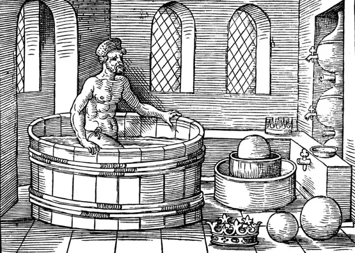 Framed Print : Archimedes (c287-212 BC), Ancient Greek mathematician and inventor, in his bath Framed Print : Archimedes (c287-212 BC), Ancient Greek mathematician and inventor, in his bath