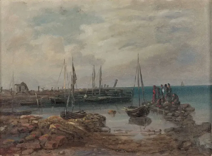 Framed Print : In the archipelago port, 1870-1879. Creator: Johan Knutson Framed Print : In the archipelago port, 1870-1879. Creator: Johan Knutson