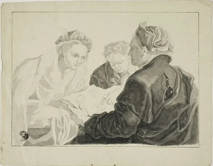 Framed Print : Architect Submitting Designs to Patron, n.d. Creator: Francesco Fontebasso Framed Print : Architect Submitting Designs to Patron, n.d. Creator: Francesco Fontebasso