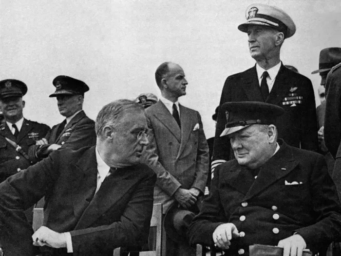 Framed Print : Architects of Victory: Historic meeting between Churchill and Franklin D. Roosevelt, President of t Framed Print : Architects of Victory: Historic meeting between Churchill and Franklin D. Roosevelt, President of t