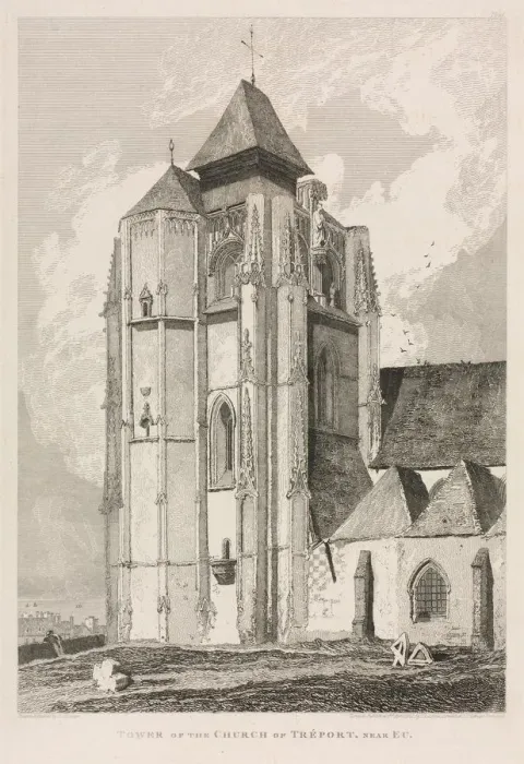 Framed Print : Architectural Antiquities of Normandy (Vol. II), Pl. 66: Tower of the Church of Treport Framed Print : Architectural Antiquities of Normandy (Vol. II), Pl. 66: Tower of the Church of Treport